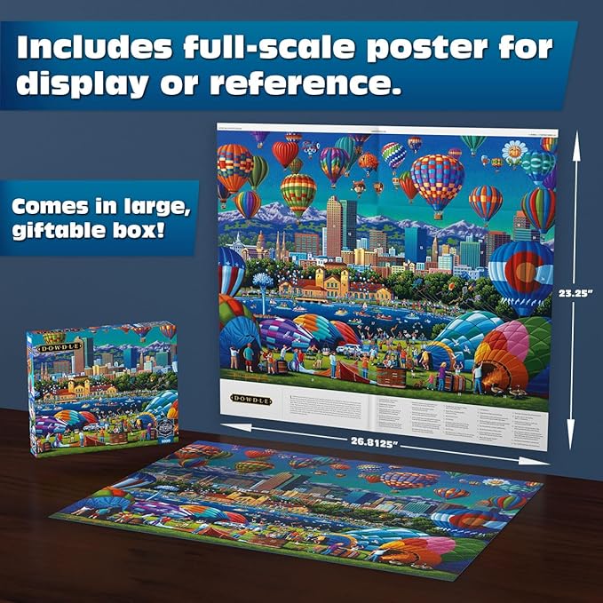 Buffalo Games - Sapphire Select- Eric Dowdle - Balloon Spectacular - 1000 Piece Jigsaw Puzzle – Challenging & Fun – Blue Core Puzzle Board – Giftable Display Box - Full Size Poster Included