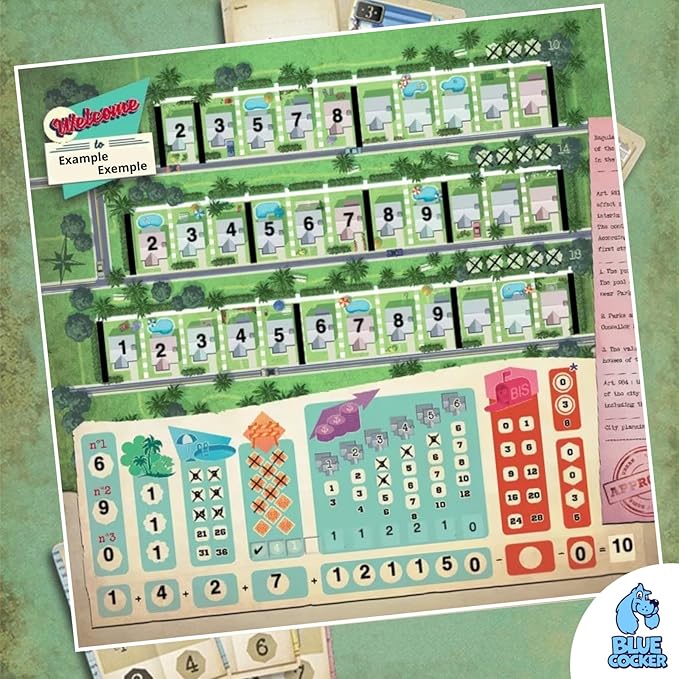 Welcome to... Your Perfect Home Board Game | City Building Strategy Game | Narrative Adventure Game for Adults and Kids | Ages 10+ | 1-6 Players | Avg. Playtime 25 Minutes | Made by Blue Cocker Games
