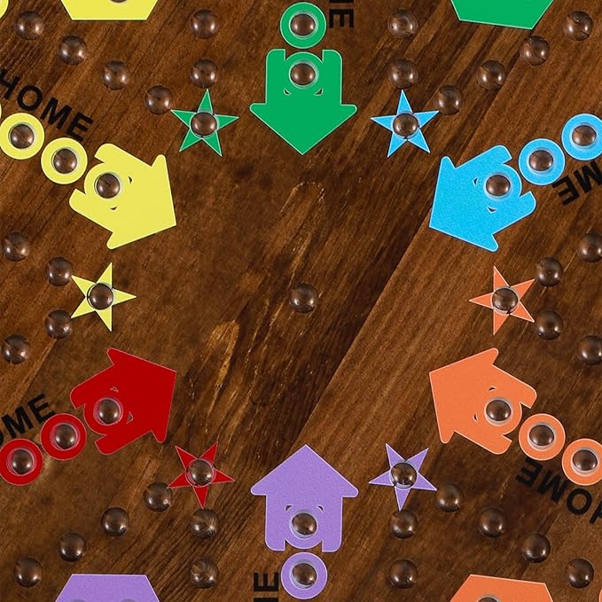 Large 20 Inches Wahoo Marble Board Game 4 and 6 Players 2 Sided Painted Thicken Wooden Dice Marbles Game for Family Friends Party Game Nights