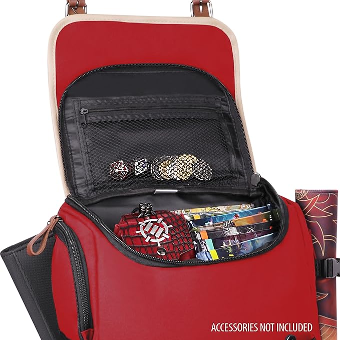 ENHANCE Designer Edition TCG Backpack - MTG Deck Bag Card Binder Space, TCG Deck Box Storage, MTG Playmat Holder - Card Storage Compatible with Magic the Gathering, Pokemon, Lorcana (Canvas Red)