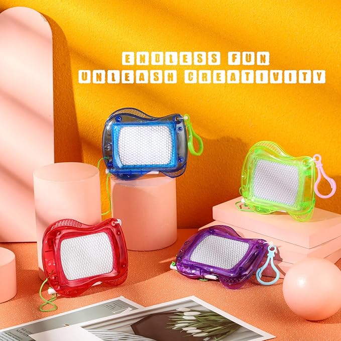 Chinco 24 Pieces Kids Mini Magnetic Drawing Board for Backpack Keychain Clip Erasable Mini Doodle Boards Toys for Party Colorful Writing Sketch Painting Pad Set Classroom Reward Supplies(Classic)