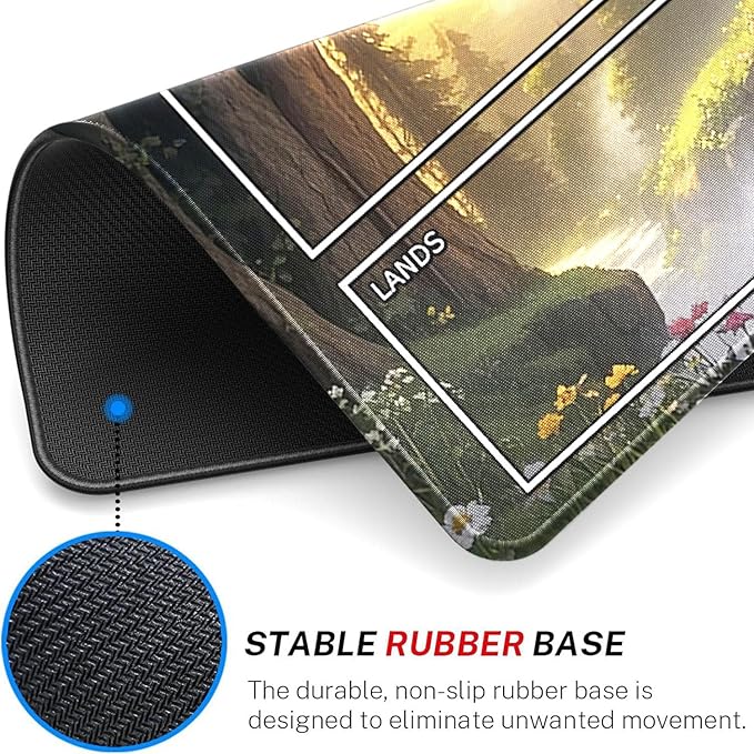 MTG Playmat- Stitched Edges Forest TCG Playmat-Non-Slip Landscape Play Mat Smooth Surface Rubber Base Board Game Mousepad 24x14 inches for Trading Card Game Playing with Storage Bags
