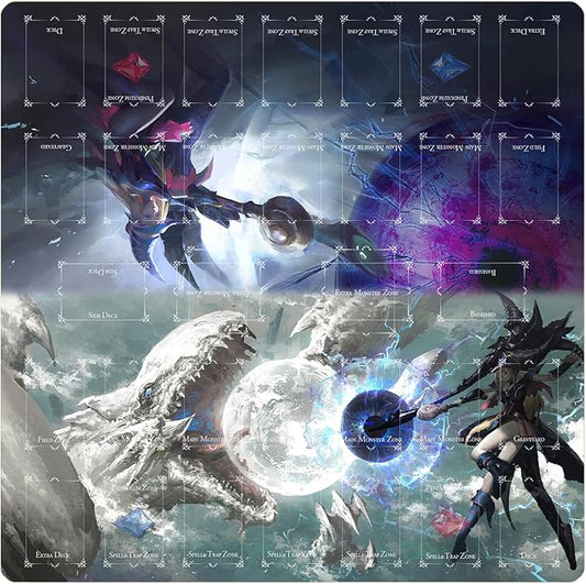 Card Rubber Mat - 2 Player, Square playmat for Gamer 60x60cm/23.6x23.6inch