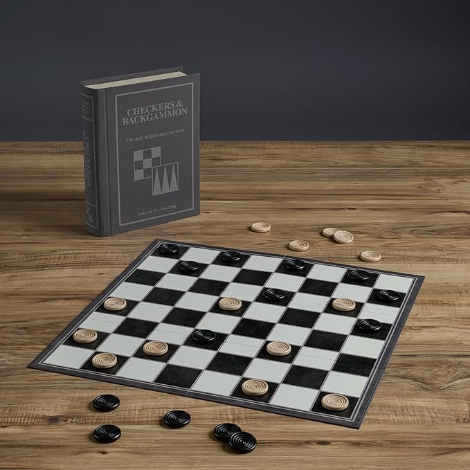 WS Game Company Checkers and Backgammon Vintage Bookshelf Edition