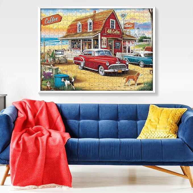 500 Pieces Landscape Puzzles for Adults, Coffee Shop Puzzle for Adults Children, OceanPuzzle 500 Pieces, Gift for Birthday, Home Decor, Fun for Family Entertainment(20.5 * 15 in)
