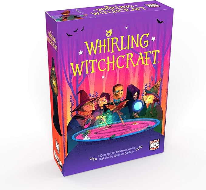 AEG Whirling Witchcraft | Use Recipes, Generate Magical Ingredients & Overflow Opponent's Cauldron | Halloween Board Game | 2-5 Players | Ages 10+