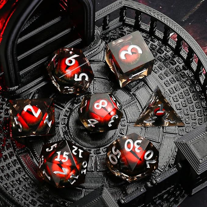 Sharp Edge Dice Set,Liquid Core Dragon Eye Dice for RPG DND Role Playing Table Games