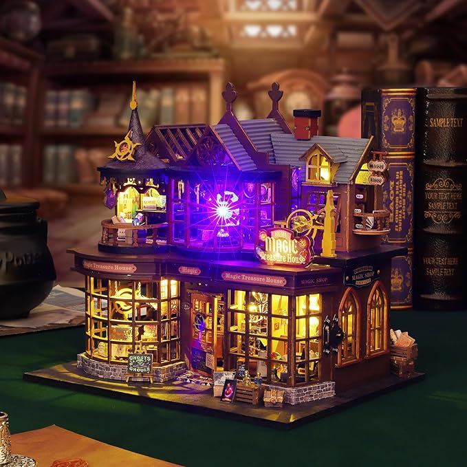 DIY Miniature House Kit Tiny House Model Kit with Open-able Door, DIY Wooden Dollhouse Miniature Kit for Adults Teens, Creative Crafts Book Nook Magic Model Kits, Home Decor