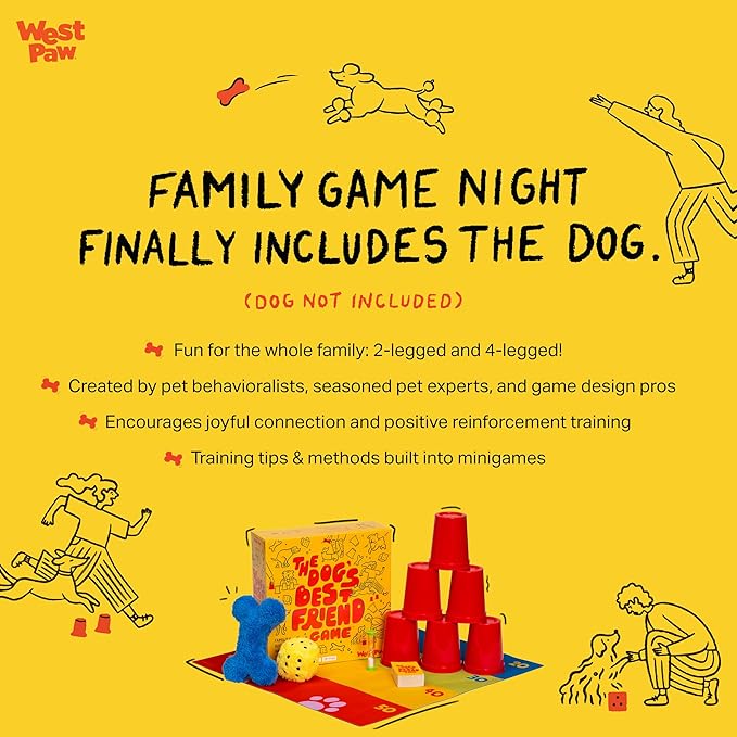 WEST PAW Dog's Best Friend Game™ - Fun Family Game for Kids & Adults - Board, Challenge, & Dog Training Tip Cards Encourage Connection & Positive Reinforcement - Fun Games That Include Your Dog