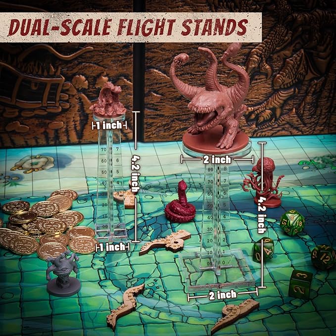 DND Flying Miniatures Combat Riser (Set of 2) Acrylic Laser Cut Flight Stand Terrain from 0 to 9999 ft Perfect for Dungeons and Dragons, Wargames, D&D and Tabletop RPG