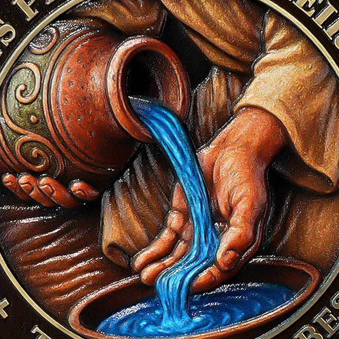 Water Jar Religious Coin Inspirational Bible Verse Medallion Faith-Based Gifts for Spiritual Encouragement for Men & Women