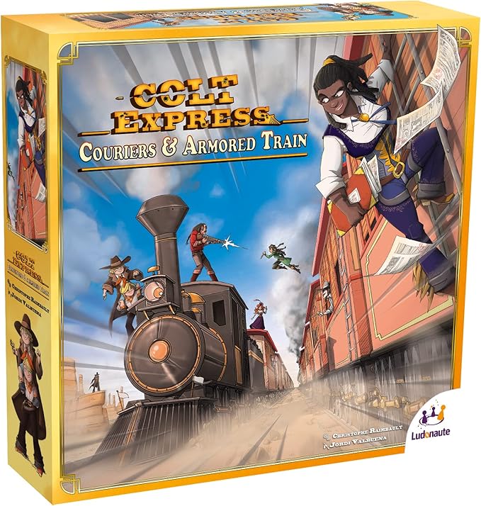 Colt Express Couriers & Armored Train Board Game Expansion | Train Strategy Game | Wild West Adventure Game for Kids and Adults | Ages 10+ | 3-8 Players | Avg. Playtime 50 Minutes | Made by Ludonaute