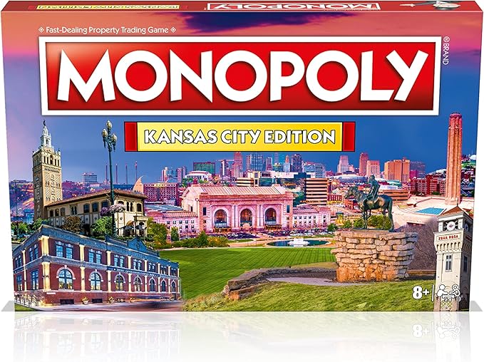 Monopoly Board Game - Kansas City Edition: 2-6 Players Family Board Games for Kids and Adults, Board Games for Kids 8 and up, for Kids and Adults, Ideal for Game Night