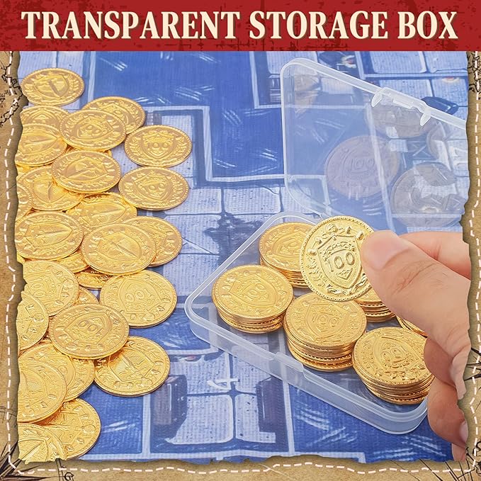 Byhoo 30PCS Metal DND Coins, 1.2" Gold Tokens with 100 Face Value for Board Game and Tabletop RPG, Fantasy Metal Coins for Pathfinder,Pirate Game and Party Cosplay