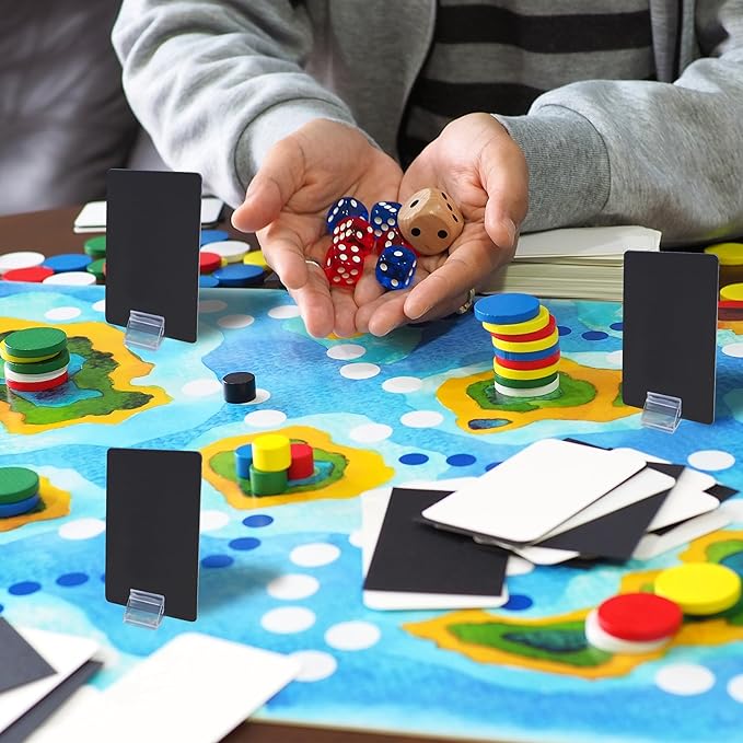 120 PCS Plastic Game Card Stands Blank Board Markers Holder for Price Tags Menus Labels Party Favor Supplies Transparent