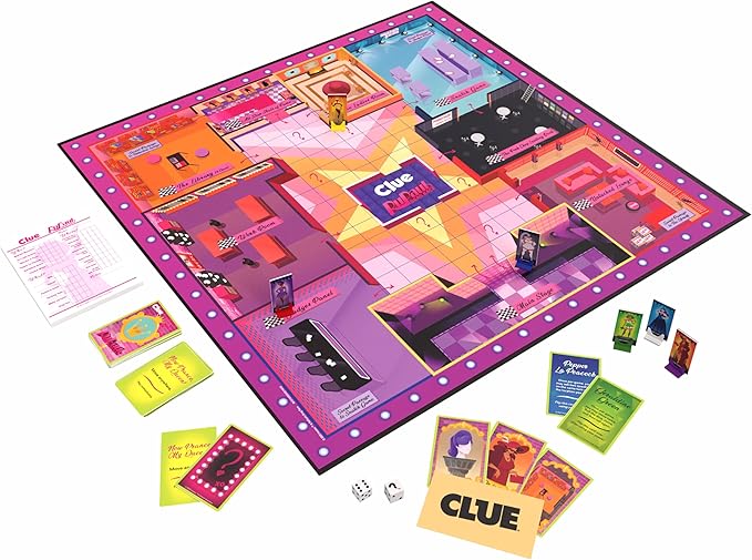 CLUE: RuPaul’s Drag Race, Classic Board Game with a Glamorous Twist, Solve The Mystery of The Missing Crown in The Werkroom with Iconic Queens, Locations & Accessories, Officially Licensed Game