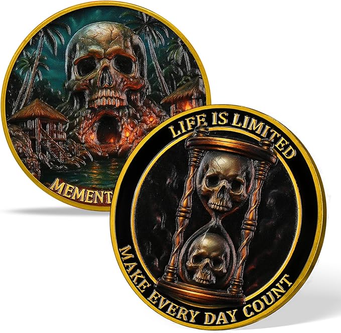Memento Mori Coin Momento Mori Coin Skull Coin Stoic Gifts Memento Mori Calendar Living Memento Mori Amor Fati Coin (Skull Island)