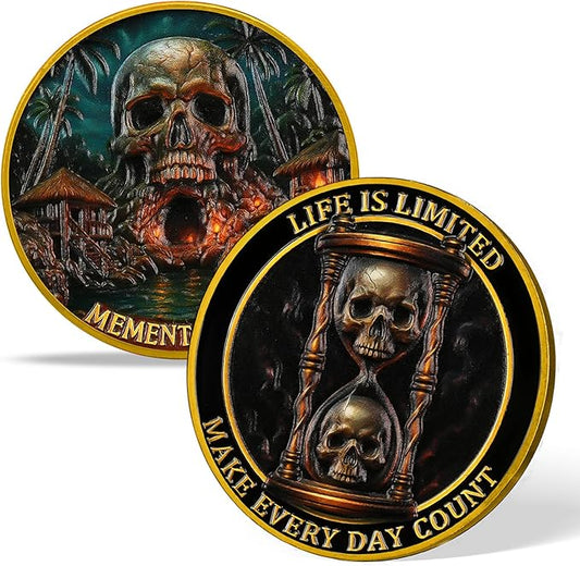 Memento Mori Coin Momento Mori Coin Skull Coin Stoic Gifts Memento Mori Calendar Living Memento Mori Amor Fati Coin (Skull Island)