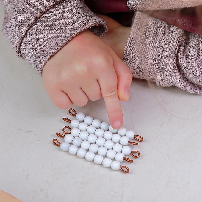 Hidoggy Montessori Toys for 3+ Year Old Wooden Math Games Counting Beads Checker Board Beads and Numbers Teaching Counting Toys Preschool Mathematics Material for Kid Toy