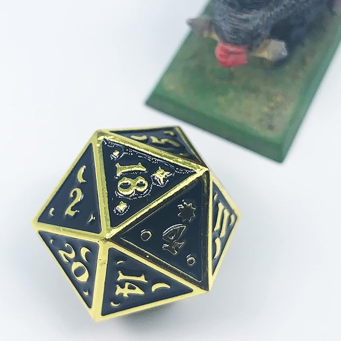 Metal Dice Set Collection for DND and All TRPG Games (Nightwatch, Gold D20)
