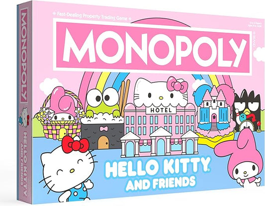 Monopoly: Hello Kitty and Friends, Buy, Sell, Trade Buildings from The Animated Series, Featuring My Melody, Badtz-Maru, Keroppi, Classic Monopoly Game, Officially-Licensed Hello Kitty Merchandise