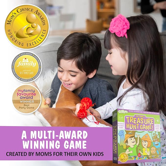 GOTROVO The Family Treasure Hunt Game! Indoor Adventure Board Game for Kids 4-8, Solve Clues Together to Find Jewels and a Surprise Gold Bar Reward – Great for Parties and Playdates