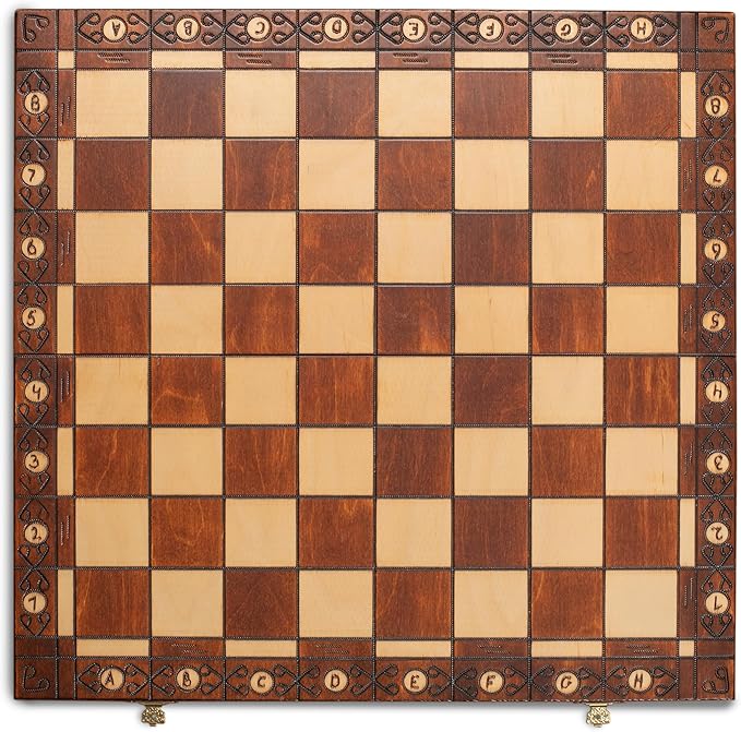 Husaria European International Wooden Chess Game Set, Ambassador - 21.7 Inches - Large-Size Chess Set with Handcrafted Chessmen and Felted Folding Board