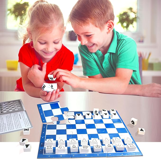 Chess Junior - Chess Set for Kids Ages 4 5 6 7 8, Board Game, Winner of The Brain Child Toy Award, Blue