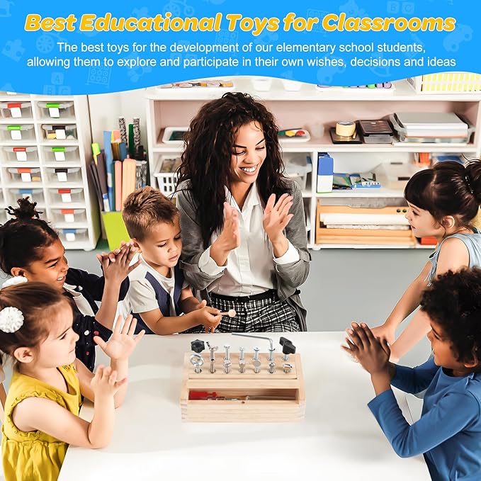 Montessori Toys for 3 4 5 Year Old,Montessori Screwdriver Board Set,Kids Tool Set,Sensory Preschool Learning for Toddler Travel,Fine Motor Skills - STEM Toys