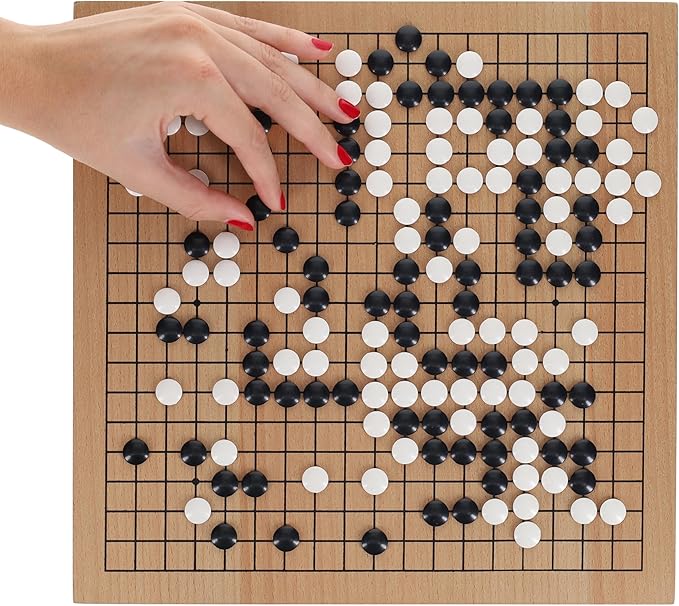 Go Game Set 12 Inch - Traditional Go Set with Pull-Out Storage Drawers, Portable Wood Veneer Goban, Strategy Board Games for Adults, Go Board Game by WE Games