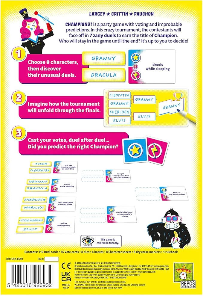 Champions! Party Game - Hilarious Voting and Dueling Game for Friends and Family, Quick and Easy Icebreaker for Kids & Adults, Ages 10+, 3-8 Players, 30 Minute Playtime, Made by Repos Production