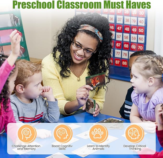 MEROCO Forest Animals Tracks Cards for Kids,Animal Tracks Matching Game Flash Cards,Homeschool Animal Games Kids Learning Educational Toys Preschool Autism Learning Materials