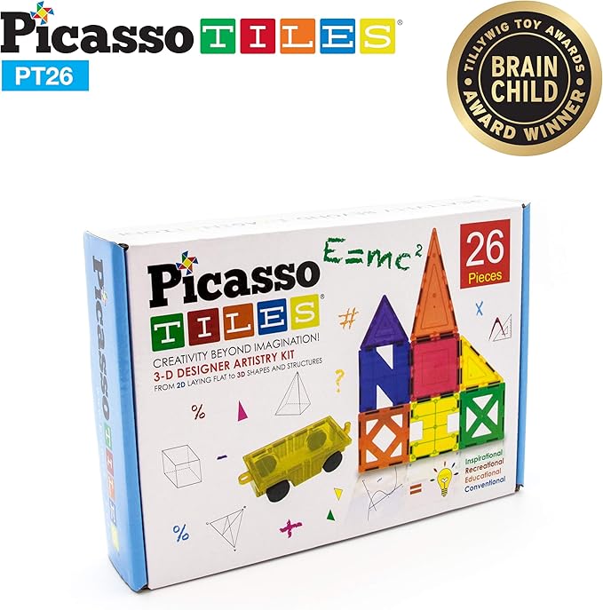 PicassoTiles Building Blocks Inspirational Kit 3D Building Construction Toys Clear Magnetic Stacking Set STEM Playboards Magnet Felt Tiles Novelty Games, Creativity Beyond Imagination