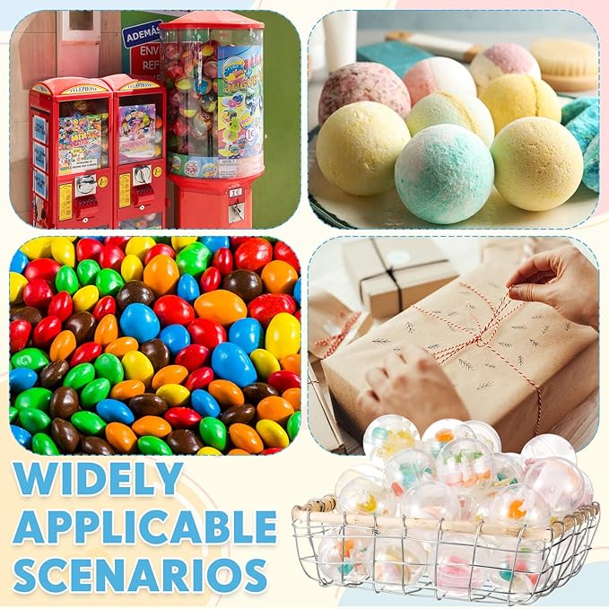 120 Pcs 2 Inch Empty Vending Machine Capsules Colored Round Capsules Toy Bulk Gumball Machines Plastic Balls Small Plastic Containers for Easter Party Favor Themed Gift (Clear)