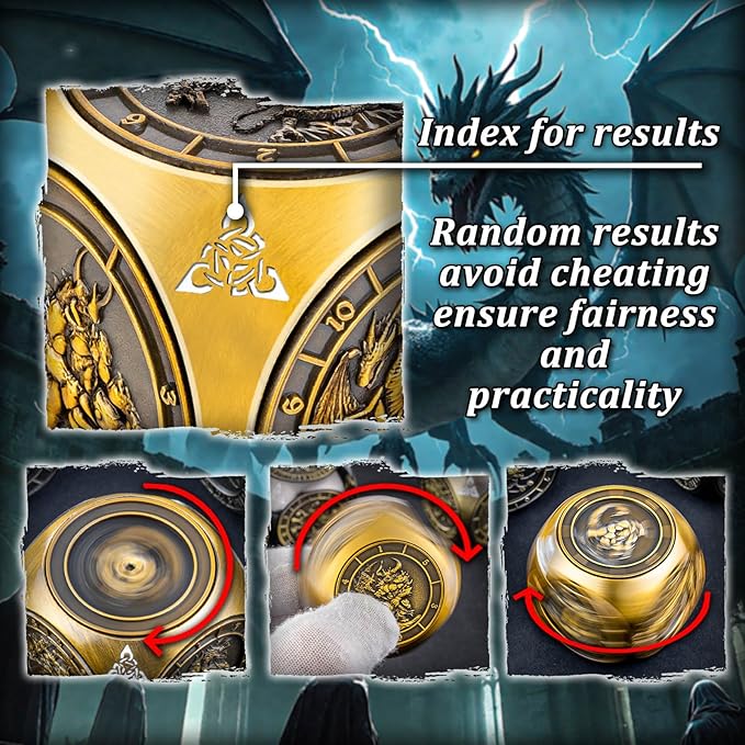 7 in 1 Spinner DND Dice Set D&D, Metal D and D Dice with Gift Box, Dungeons Dragons Role Playing Dice, Gold