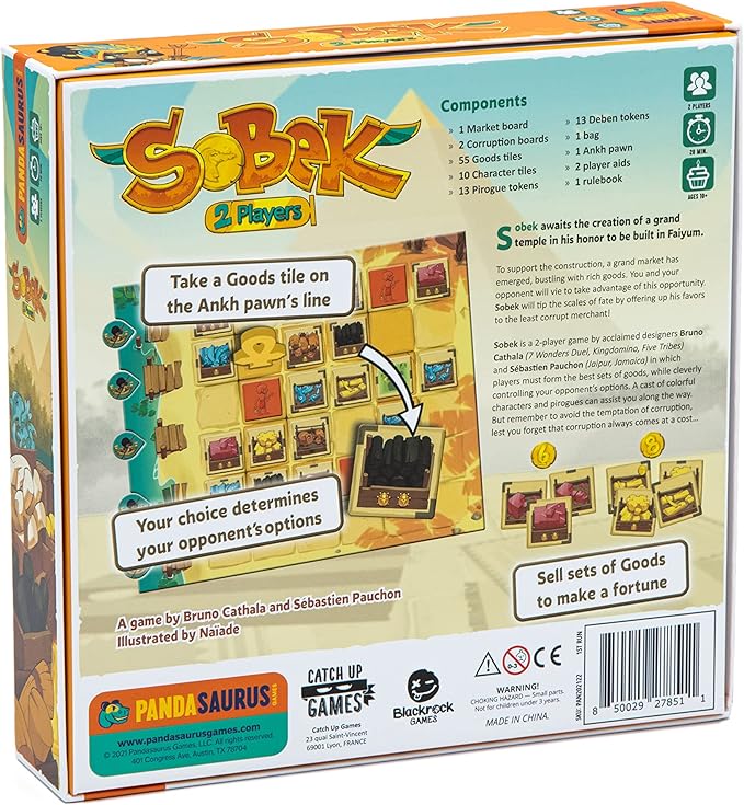Sobek 2 Players Board Game - Navigate the Bountiful Markets and Outwit Your Opponent! Strategy Game for Kids and Adults, Ages 10+, 2 Players, 20 Minute Playtime, Made by Pandasaurus Games