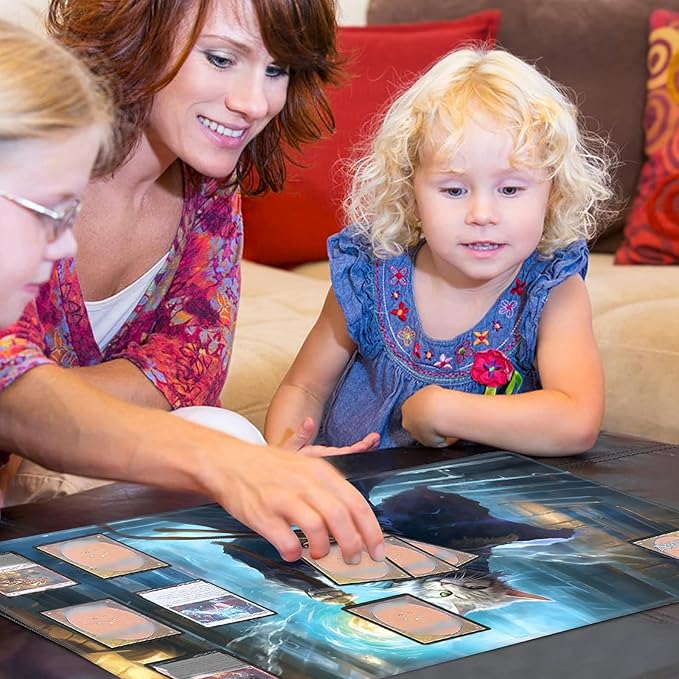 Playmat 24" x 14" Game Mats Tabletop Magic for MTG/TCG Cards, Trading Card Game Playing Stitched Play Mats Commander Deck Gaming Desk Mat Card Gameplay Mats, Cat Wizard Casting Spell