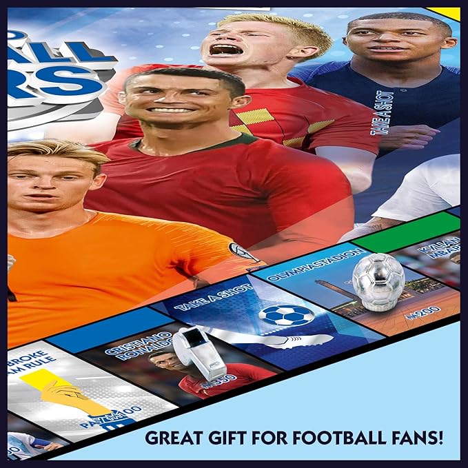 Winning Moves Football Stars Monopoly Board Game, Play with Cristiano Ronaldo, Lionel Messi, Neymar, Harry Kane and Salah, Perfect for The World Cup, Gift and Toy for Boys and Girls Aged 8 Plus