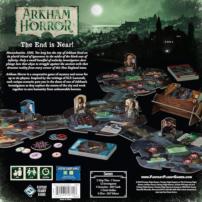 Arkham Horror 3rd Edition , Mystery /Strategy Game | Cooperative Board Game for Adults and Family| Ages 14+ | 1-6 Players | Average Playtime 2-3 Hours | Made by Fantasy Flight Games