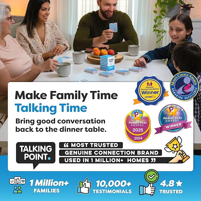 200 Family Conversation Cards - Put Down The Phones & Connect with Family - Get to Know Each Other Better with Meaningful Talk - Let Kids Express Themselves, Great for Dinner Table & Road Trips