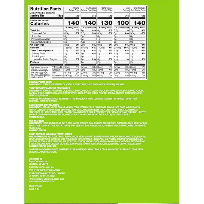 Snyder's of Hanover, Cape Cod and Late July Snacks Variety Pack, 30 Count Snack Bags