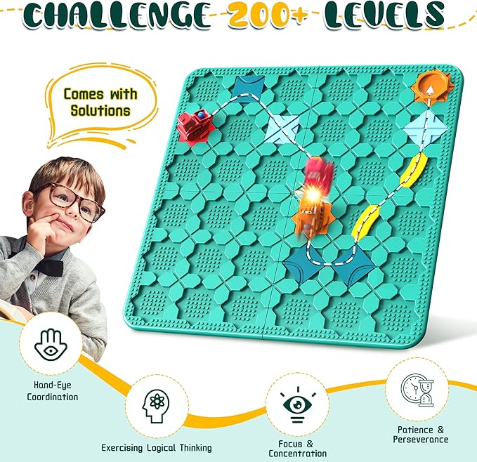 Road Builder Kids Logic Toys: Large Puzzle STEM Board Games, Educational Montessori Toys Birthday Gifts for Age 4-8 Year Old (Blue)