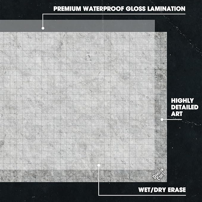 DUNGEON CRAFT Battle Map for DND & RPG – Double-Sided Gloss Laminated 24"x33" Mat with 1" Grid – Wet/Dry Erase Tabletop Terrain – City Pack