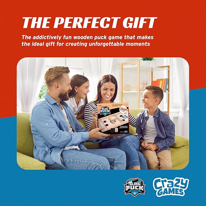 Fast Sling Puck Table Board Game I Wooden Family Indoor Two Player, Table Games for Family - Top Hockey for Adults & Kids, Competitive Parties for Fun