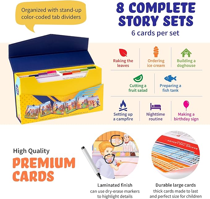 Sequencing Cards, Picture Cards, Storytelling Cards, Speech Therapy Materials, Home School Supplies, ESL, ELL, Social Skills, Combo Set