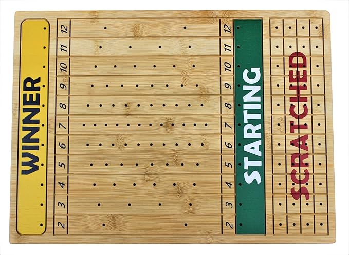 Metal Horse Race Board Game Set with Horse Racing Thick & Solid Wood Game Board(16”/Natural),11 Luxurious with 4Antique(Gold,Silver,Red Cooper&Bronze) Metal Craft Horses, Dice&Cards (HR-M554)