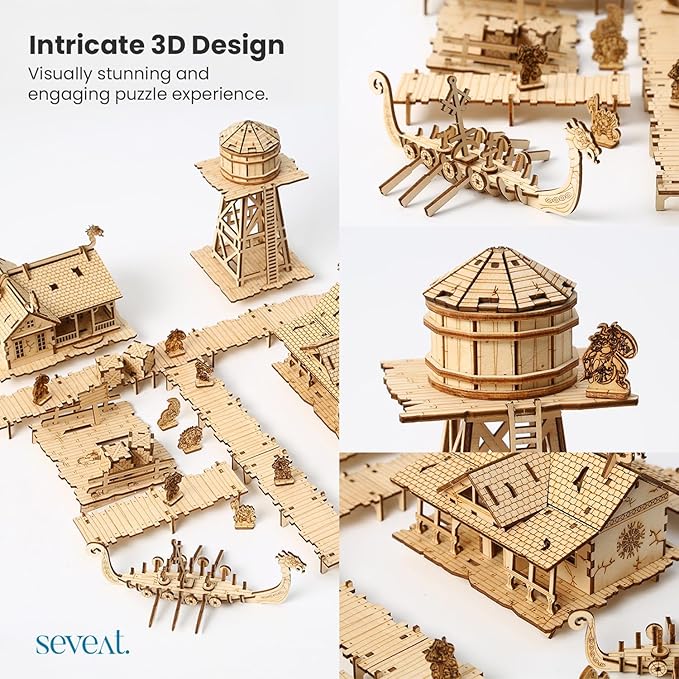 Mechanical 3D Wooden Puzzles, Brain-Teasing Puzzle Game for Every Occasion, Ideal Gifts for Teens and Adults (Viking Fishery)