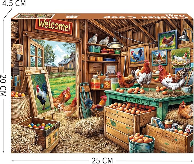 Chicken Coop Puzzles for Adults 1000 Piece, Jigsaw Puzzles for Adults, Adult Challenging Game Toys, Impossible Puzzle, Family Decoration Puzzle