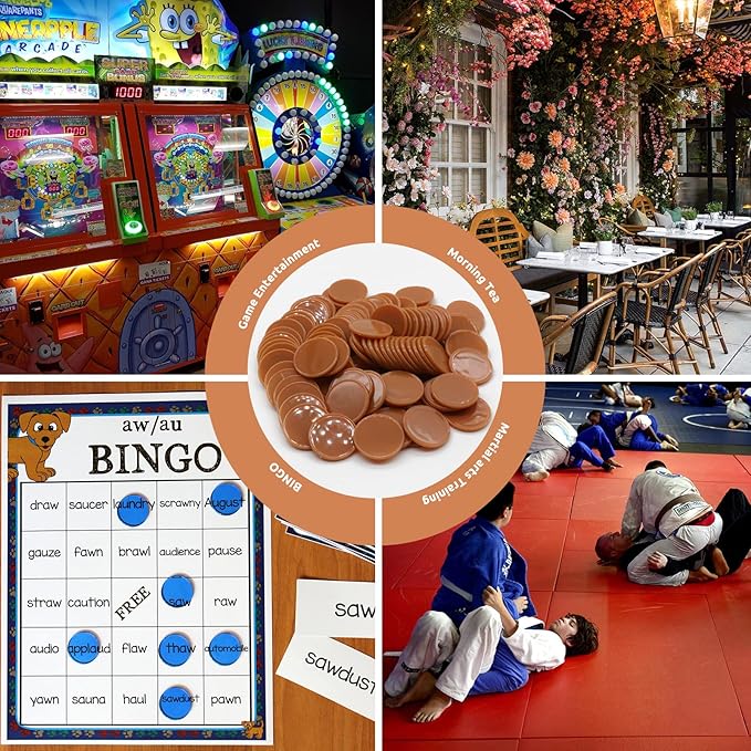 Set of 100 Opaque Plastic Learning Counters Mini Poker Chips Game Tokens with Storage Box (Chocolate, 1 Inch)