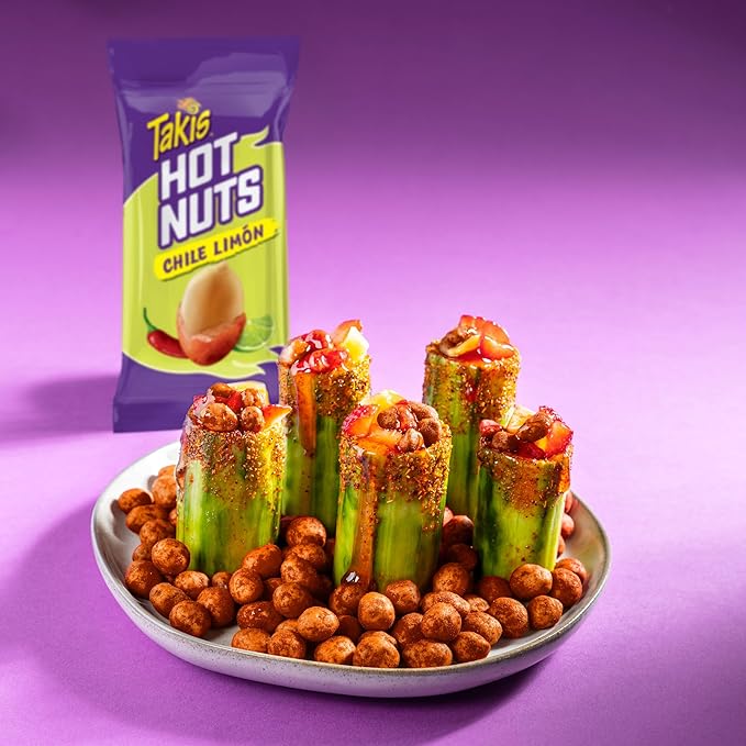Takis Chile Limon Hot Nuts 3 ct, 12 pc / 3.2 oz Snack Size Case, Chili Pepper & Lime Flavored Mild Spicy Double-Crunch Peanuts
